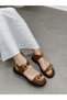 Tan Skin (Ossey) Double Buckle Gold Detail Women's Sandals - 4