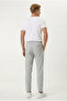 Men's Gray Striped Jogger Slimfit Patterned Buttoned Zipper Trousers - 3