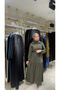 Our Green Cupra Modal Fabric Buttoned Dress Model - 3