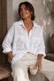 Star Stone Detailed Flared Linen Oversize Shirt 100% Cotton Comfortable Cut Summer Shirt Tr0935 - 3