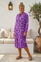 Lilac Court Collar Long Sleeve Patterned Buttoned Hidden Pocket Casual Viscose Woven Dress 118 67 - 4