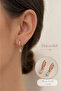 Drop Zircon Stone Hoop Earrings Rose Gold 1 Pair