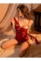 Women's Bodysuit Self Knot Front Teddy Lingerie One Piece Floral Lace Bodysuit Babydoll Women Bows Lingerie Lace Teddy Mini Chemise Nightie - 4