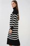 Women's Turtleneck Striped Knitwear Black Dress - 7