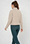 Women's Zippered Collar Cotton Cream Sweatshirt - 5