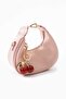 Women's Crescent Model Adjustable Hand and Shoulder Bag with Cherry Accessories (Length 12 cm Width 22 cm) - 3