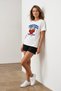Women's White Color Tomatoes Printed Crew Neck Cotton T-Shirt - 3