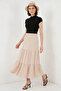 Women's Ruffled Layered Beige Skirt - 4