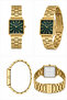 Square Case Gold Metal Cord Green Dial Women's Wristwatch - 3