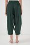 Women's High Waist Belted Linen Emerald Green Trousers - 6