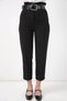 Women's High Waist Belted Black Trousers - 7