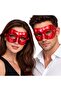 Metalized Shiny Party Mask Red Color 16X7 cm (5492) - 2