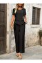 Women's Short Sleeve Boat Neck Asymmetrical Detailed Short Sandy Blouse and Trousers Two-Piece Set - 3