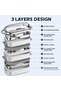 Lunch Box 3 layer Stainless Steel Bento Box 2100ml- 304 Food Grade Steel 5 Compartment, Microwave Safe, Stackable Lunch Container with Insulated Bag & Cutlery - 5