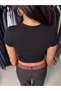 Women's Black Slim Crop T-Shirt - I'M Your Favorite Reference Printed 100% Cotton Crew Neck Crop - 3
