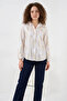 Women's Gold Foil Patterned White Shirt - 2