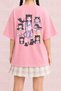 Women's Cute Anime Girl Printed Oversize Crew Neck Cotton Casual Combed Cotton T-Shirt