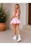 Bottom Top Set Tennis Skirt with Shorts Crop Blouse - 2