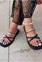Tirano Black Matte Leather Women's Flip Flops - 8