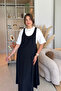Twst Model Dress T-Shirt Navy Blue Double Set - 6
