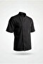 Short Sleeve Black Men's Chef Jacket with Hidden Snap Fasteners - Name Embroidery Gift