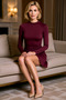 Women's Long Sleeve Waist Flared Soft Knitted Mini Dress Halter Neck Relaxed Fit Casual Modern - 3