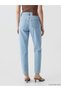 Blue High Waist Mom Fit Women's Jean Trousers - 7
