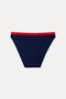 Women's Navy Blue Bikini Bottom with Stitching Detail - 4