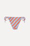 Women's Orange Striped Tie-Up Bikini Bottom - 3