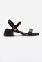 Rabel Brown Genuine Leather Buckle Women's Thick Heeled Sandals - 4