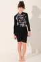 Lily Tulle Skirted Long Sleeve Children's Swimsuit 26133-26 Black