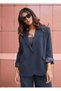 Black Color Modal Oversize Blazer Jacket - 3