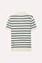 Men's Off-White Striped Polo Collar Short Sleeve Knit Sweater - 2