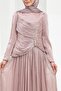 Powder Pre-Gathered Pleated Evening Dress - 2
