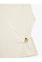 X Melis Ağazat - Double-Breasted V-Neck Sleeveless Blouse with Wrinkled Fabric Texture and Metal Accessories - 5