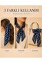 Women's Polka Dot 50X50 cm Satin Scarf, Navy Blue Silky Textured Square Neck Hair and Bag Accessory - 2