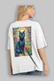 For the Love of Cats 8 Cats Printed White Oversize T-Shirt 100% Cotton Unisex Cat Lover Premium Design - 3