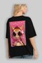 For the Love of Cats 3 Cats Printed Black Oversize T-Shirt 100% Cotton Unisex Cat Lover Premium Design - 4