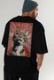 For the Love of Cats 60 Cats Printed Black Oversize T-Shirt 100% Cotton Unisex Cat Lover Premium Design - 8