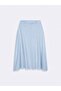 High Waist Midi Linen Light Blue Skirt - 2