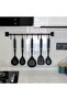 Screwless Mounting Wall Rail 8-Piece Metal Hanger Black 55 cm - 2