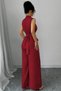 New Season Women's Turtleneck Sleeveless Pearl Belted Waist Long Janjan Event Jumpsuit - 4