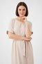 Women's Round Neck Belted Short Sleeve Mini Length Cream Dress - 2