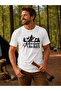 "Adventure Awaits" Mountain and Forest Printed Navy Blue 100% Cotton T-Shirt - 3