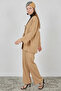 Women's V-Neck Kimono Belted Linen Biscuit Double Set - 4