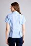 100% Cotton Fitted Striped Poplin Short Sleeve Blue Shirt H7941Ax26Sm - 4