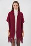 Women's Fringed Knitwear Burgundy Shawl