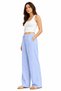 Women's Baby Blue 100% Cotton Muslin Woven Relaxed Straight Pants - 4