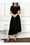 Black Textured Midi Dress with Cutout Detail - 4