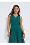 Green Sleeveless A-Line Maxi Dress with Side Pocket